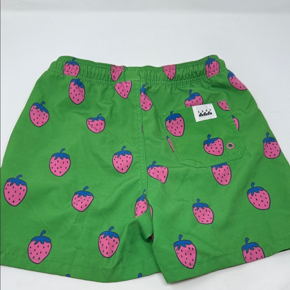 Surf Child Kid’s Green Strawberry Print Swim Trunks /Shorts size 10 - Picture 3 of 6